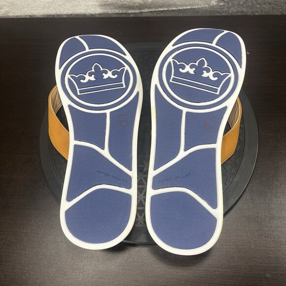 Peter Millar Mens Size US 13 Hyperlight Slide Nubuck Tan Thong Flip Flop Sandals - Picture 9 of 10